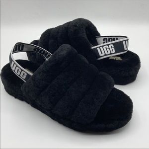 UGG Fluff Yeah Black Sheepskin Slippers size 9
